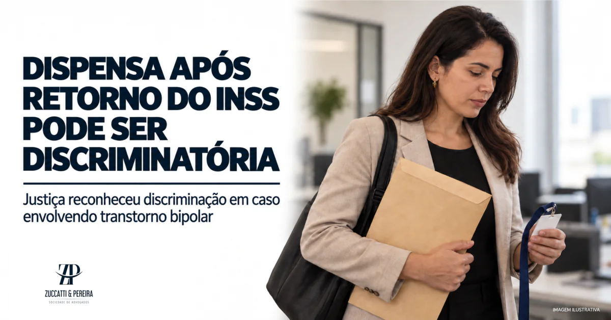 Dispensa discriminatória após afastamento pelo INSS: trabalhadora deixa o escritório em imagem ilustrativa